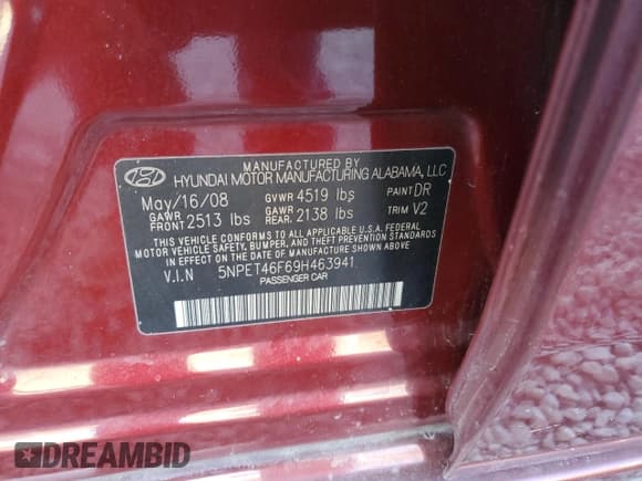 ✅ 2009 Hyundai Sonata GLS • VIN: 5NPET46F69H463941 • Лот: 80760204. Опубликован ранее на Copart с пробегом 173 940 миль. Бесплатный доступ к архиву аукционных продаж из США и подробный отчёт об истории автомобиля на DreamBid. Изображение 12.