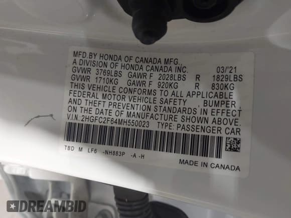 ✅ 2021 Honda Civic LX • VIN: 2HGFC2F64MH550023 • Lot: 43564094. Listed on IAAI with 20,388 mi. Free auction sales archive from the USA and detailed vehicle history report at DreamBid. Image 9.