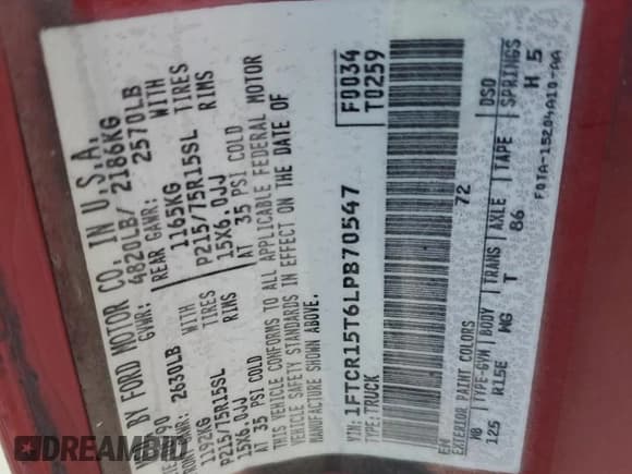 ✅ 1990 Ford Ranger • VIN: 1FTCR15T6LPB70547 • Lot: 81755335. Listed on Copart with 24,338 mi. Free auction sales archive from the USA and detailed vehicle history report at DreamBid. Image 13.