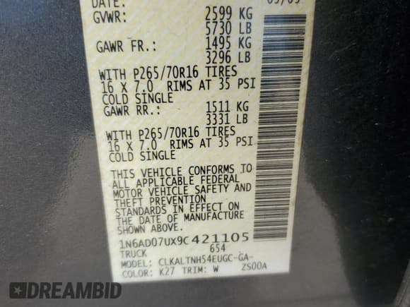 ✅ 2009 Nissan Frontier SE • VIN: 1N6AD07UX9C421105 • Lot: 71951375. Wystawiony na Copart z przebiegiem 110 450 mil. Bezpłatny archiwum sprzedaży aukcyjnych z USA i szczegółowy raport historii pojazdu na DreamBid. Zdjęcie 12.