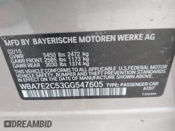 ✅ 2016 BMW 7 Series 740i • VIN: WBA7E2C53GG547605 • Лот: 43148412. Опубликован ранее на IAAI с пробегом 75 049 миль. Бесплатный доступ к архиву аукционных продаж из США и подробный отчёт об истории автомобиля на DreamBid. Изображение 9.