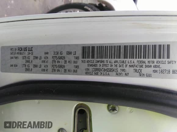 2017 Ram 1500 Laramie z VIN 1C6RR6NT0HS585415, wystawiony jako IAAI lot #40769269 z przebiegiem 133 057 mil mil oraz . Historia ofert i sprzedaży dostępna na DreamBid. Obrazek 9.