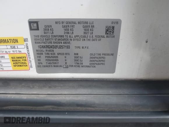 ✅ 2015 Chevrolet Traverse LT • VIN: 1GNKRGKD2FJ257193 • Lot: 43366151. Wystawiony na IAAI z przebiegiem 81 549 mil. Bezpłatny archiwum sprzedaży aukcyjnych z USA i szczegółowy raport historii pojazdu na DreamBid. Zdjęcie 9.