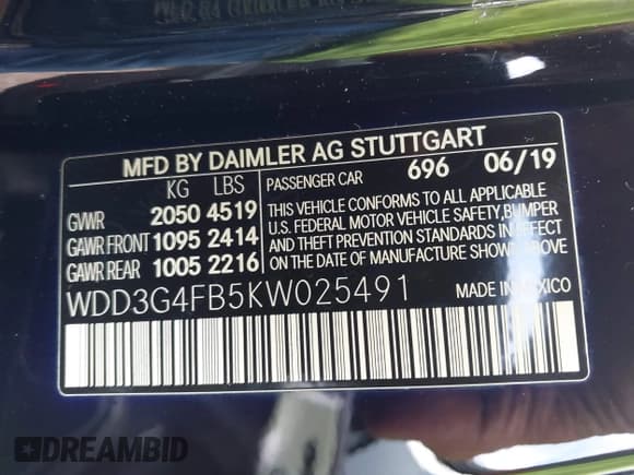 ✅ 2019 Mercedes-Benz A 220 • VIN: WDD3G4FB5KW025491 • Lot: 42526177. Listed on IAAI with 64,465 mi. Free auction sales archive from the USA and detailed vehicle history report at DreamBid. Image 9.