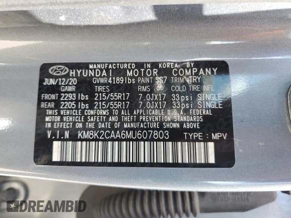 ✅ 2021 Hyundai Kona SEL • VIN: KM8K2CAA6MU607803 • Лот: 58297284. Опубликован ранее на Copart с пробегом 14 176 миль. Бесплатный доступ к архиву аукционных продаж из США и подробный отчёт об истории автомобиля на DreamBid. Изображение 14.