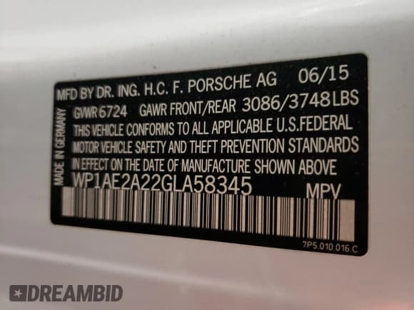 ✅ 2016 Porsche Cayenne S E-Hybrid • VIN: WP1AE2A22GLA58345 • Lot: 81740855. Listed on Copart with 109,678 mi. Free auction sales archive from the USA and detailed vehicle history report at DreamBid. Image 13.