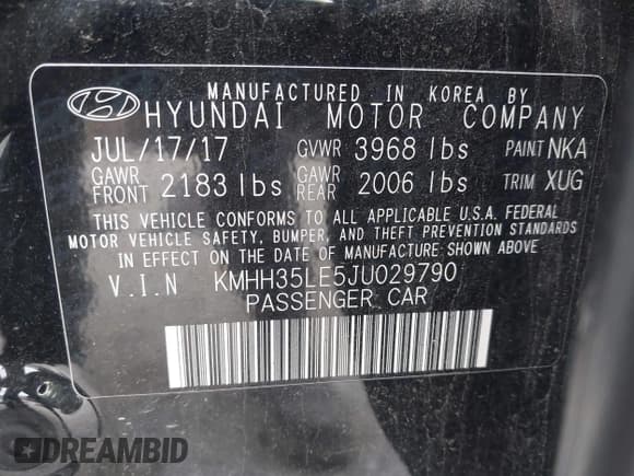 ✅ 2018 Hyundai Elantra • VIN: KMHH35LE5JU029790 • Lot: 43223426. Listed on IAAI with 121,262 mi. Free auction sales archive from the USA and detailed vehicle history report at DreamBid. Image 9.