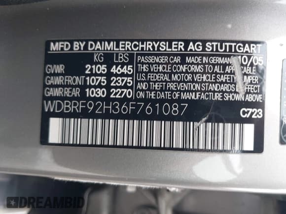 ✅ 2006 Mercedes-Benz C 280 Luxury • VIN: WDBRF92H36F761087 • Лот: 42891870. Опубликован ранее на IAAI с пробегом 77 195 миль. Бесплатный доступ к архиву аукционных продаж из США и подробный отчёт об истории автомобиля на DreamBid. Изображение 9.