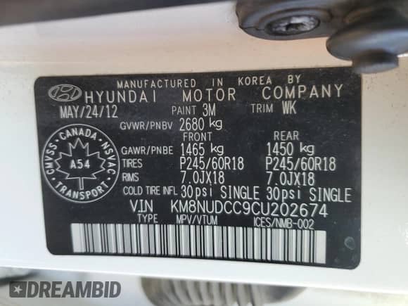2012 Hyundai Veracruz Limited с VIN KM8NUDCC9CU202674, выставлен на аукционе Copart как лот 48404525 с пробегом 384 359 миль миль и Списание • Salvage title. История ставок и продаж доступна на DreamBid. Изображение 13.