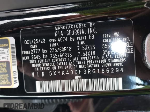 ✅ 2024 Kia Sportage SX • VIN: 5XYK43DF9RG166294 • Lot: 43235549. Listed on IAAI with 27,343 mi. Free auction sales archive from the USA and detailed vehicle history report at DreamBid. Image 9.