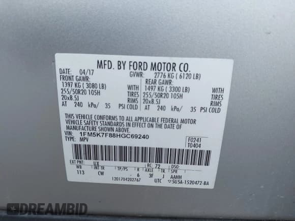 ✅ 2017 Ford Explorer Limited • VIN: 1FM5K7F88HGC69240 • Lot: 43765531. Wystawiony na IAAI z przebiegiem 224 853 mil. Bezpłatny archiwum sprzedaży aukcyjnych z USA i szczegółowy raport historii pojazdu na DreamBid. Zdjęcie 9.