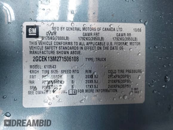 ✅ 2007 Chevrolet Silverado 1500 1LT • VIN: 2GCEK13M271506108 • Lot: 43561647. Listed on IAAI with 206,819 mi. Free auction sales archive from the USA and detailed vehicle history report at DreamBid. Image 9.