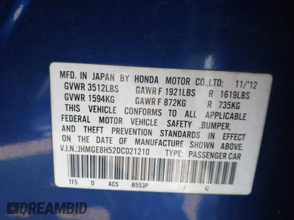 ✅ 2013 Honda Fit Sport • VIN: JHMGE8H52DC021210 • Лот: 43487361. Опубликован ранее на IAAI с пробегом 215 312 миль. Бесплатный доступ к архиву аукционных продаж из США и подробный отчёт об истории автомобиля на DreamBid. Изображение 9.