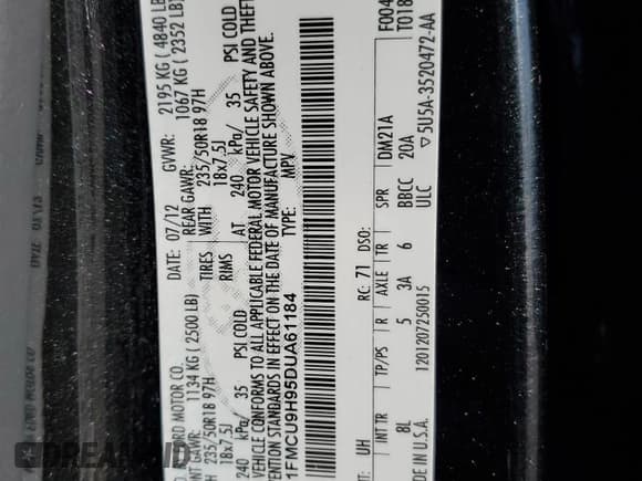 ✅ 2013 Ford Escape SEL • VIN: 1FMCU9H95DUA61184 • Lot: 86272875. Wystawiony na Copart z przebiegiem 151 817 mil. Bezpłatny archiwum sprzedaży aukcyjnych z USA i szczegółowy raport historii pojazdu na DreamBid. Zdjęcie 13.