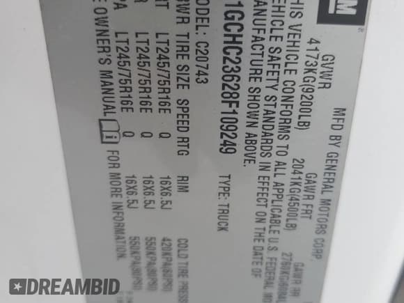 ✅ 2008 Chevrolet Silverado 2500HD 1LT • VIN: 1GCHC23628F109249 • Lot: 67778645. Wystawiony na Copart z przebiegiem 470 222 mil. Bezpłatny archiwum sprzedaży aukcyjnych z USA i szczegółowy raport historii pojazdu na DreamBid. Zdjęcie 12.