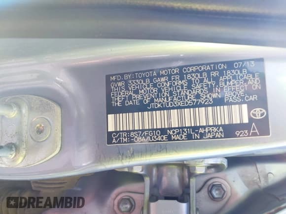 ✅ 2014 Toyota Yaris L • VIN: JTDKTUD3XED577923 • Lot: 42784519. Wystawiony na IAAI z przebiegiem 322 948 mil. Bezpłatny archiwum sprzedaży aukcyjnych z USA i szczegółowy raport historii pojazdu na DreamBid. Zdjęcie 9.