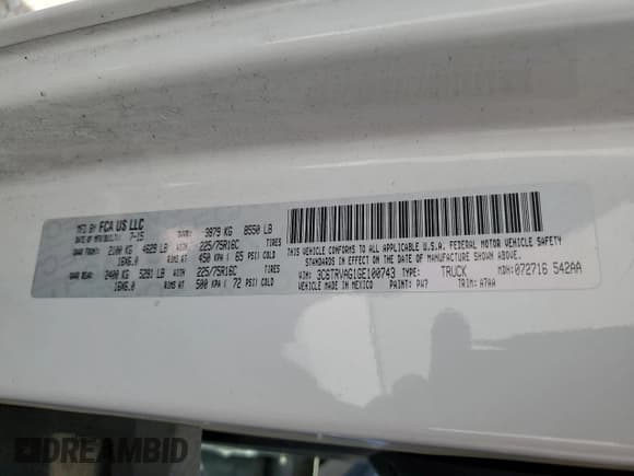 ✅ 2016 Ram ProMaster Cargo • VIN: 3C6TRVAG1GE100743 • Lot: 60865195. Listed on Copart with 154,327 mi. Free auction sales archive from the USA and detailed vehicle history report at DreamBid. Image 13.