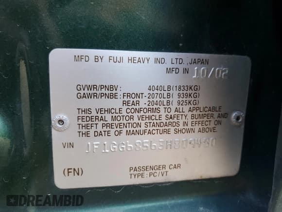 ✅ 2003 Subaru Impreza Outback • VIN: JF1GG68563H809480 • Lot: 75875064. Listed on Copart with 110,139 mi. Free auction sales archive from the USA and detailed vehicle history report at DreamBid. Image 14.