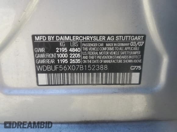 ✅ 2007 Mercedes-Benz E 350 • VIN: WDBUF56X07B152388 • Lot: 85274285. Wystawiony na Copart z przebiegiem 116 708 mil. Bezpłatny archiwum sprzedaży aukcyjnych z USA i szczegółowy raport historii pojazdu na DreamBid. Zdjęcie 12.