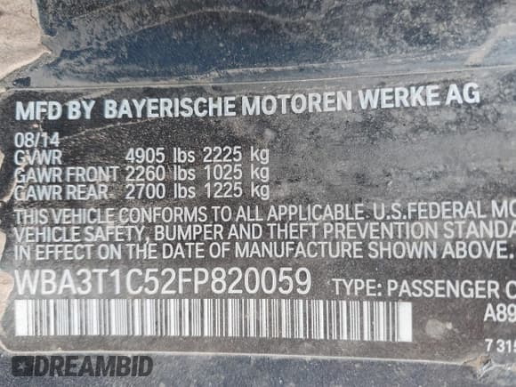 ✅ 2015 BMW 4 Series 428i xDrive • VIN: WBA3T1C52FP820059 • Lot: 42755299. Listed on IAAI with Not provided. Free auction sales archive from the USA and detailed vehicle history report at DreamBid. Image 9.