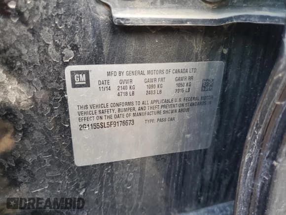 ✅ 2015 Chevrolet Impala LTZ • VIN: 2G1155SL5F9176673 • Лот: 72248364. Опубликован ранее на Copart с пробегом 104 822 миль. Бесплатный доступ к архиву аукционных продаж из США и подробный отчёт об истории автомобиля на DreamBid. Изображение 13.