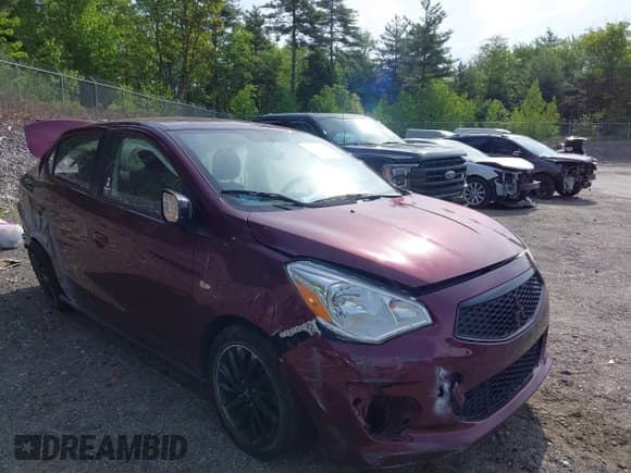 ✅ 2020 Mitsubishi Mirage SE • VIN: ML32F4FJ1LHF06821 • Lot: 42366486. Listed on IAAI with 55,306 mi. Free auction sales archive from the USA and detailed vehicle history report at DreamBid. Image 1.