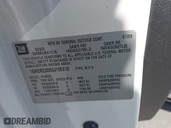 ✅ 2009 GMC Acadia SLT1 • VIN: 1GKER23D59J105215 • Лот: 43337363. Опубликован ранее на IAAI с пробегом 150 529 миль. Бесплатный доступ к архиву аукционных продаж из США и подробный отчёт об истории автомобиля на DreamBid. Изображение 9.