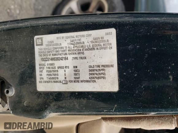 ✅ 2002 Chevrolet S-10 • VIN: 1GCCS14W128178418 • Лот: 85558395. Опубликован ранее на Copart с пробегом Не указан. Бесплатный доступ к архиву аукционных продаж из США и подробный отчёт об истории автомобиля на DreamBid. Изображение 12.