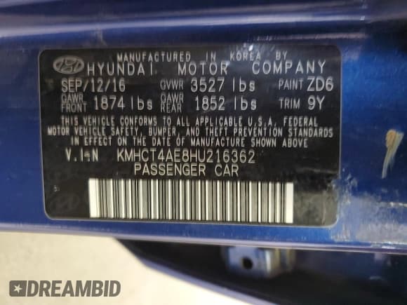 ✅ 2017 Hyundai Accent SE • VIN: KMHCT4AE8HU216362 • Лот: 75887094. Опубликован ранее на Copart с пробегом 120 431 миль. Бесплатный доступ к архиву аукционных продаж из США и подробный отчёт об истории автомобиля на DreamBid. Изображение 13.