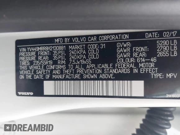 ✅ 2017 Volvo XC60 Dynamic • VIN: YV449MRR8H2130881 • Lot: 43562792. Listed on IAAI with 90,142 mi. Free auction sales archive from the USA and detailed vehicle history report at DreamBid. Image 9.