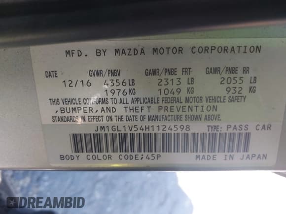 ✅ 2017 Mazda 6 Touring • VIN: JM1GL1V54H1124598 • Лот: 43404307. Опубликован ранее на IAAI с пробегом 173 866 миль. Бесплатный доступ к архиву аукционных продаж из США и подробный отчёт об истории автомобиля на DreamBid. Изображение 9.