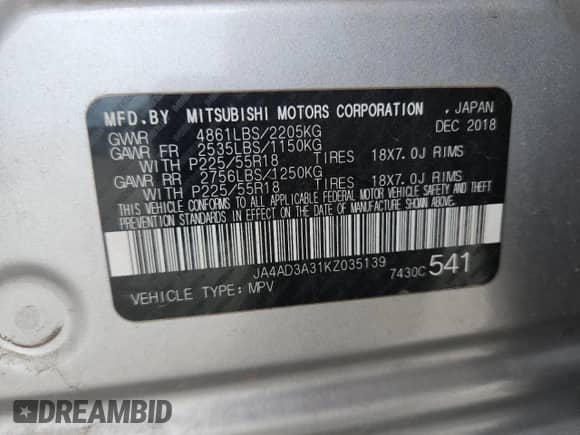 2019 Mitsubishi Outlander SE с VIN JA4AD3A31KZ035139, выставлен на аукционе Copart как лот 80302425 с пробегом 138 071 миль миль и Списание • Salvage title. История ставок и продаж доступна на DreamBid. Изображение 13.