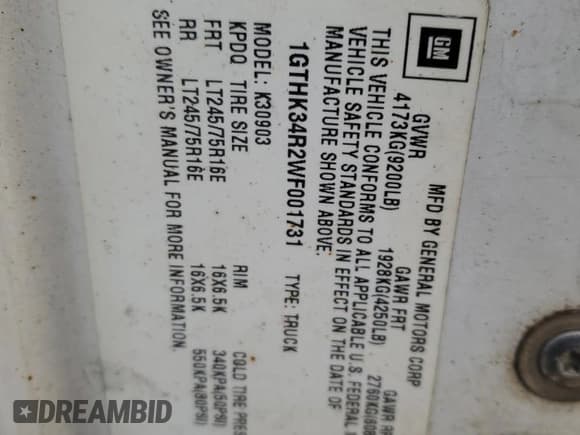 ✅ 1998 GMC Sierra 3500 • VIN: 1GTHK34R2WF001731 • Lot: 88238095. Listed on Copart with 227,362 mi. Free auction sales archive from the USA and detailed vehicle history report at DreamBid. Image 12.