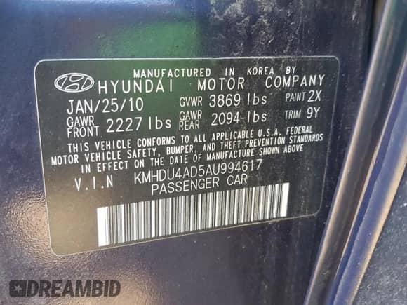 ✅ 2010 Hyundai Elantra GLS • VIN: KMHDU4AD5AU994617 • Lot: 72770804. Wystawiony na Copart z przebiegiem 159 581 mil mil. Skorzystaj z bezpłatnego archiwum sprzedaży aukcyjnych z USA i zobacz szczegółowy raport historii pojazdu na DreamBid. Zdjęcie 13.
