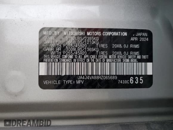 ✅ 2024 Mitsubishi Outlander SE • VIN: JA4J4VA88RZ065689 • Лот: 81555685. Опубликован ранее на Copart с пробегом 3 316 миль. Бесплатный доступ к архиву аукционных продаж из США и подробный отчёт об истории автомобиля на DreamBid. Изображение 13.