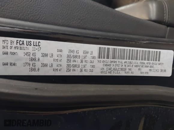 ✅ 2018 Dodge Durango SXT • VIN: 1C4RDJAG0JC198320 • Lot: 42752648. Listed on IAAI with 80,671 mi. Free auction sales archive from the USA and detailed vehicle history report at DreamBid. Image 9.