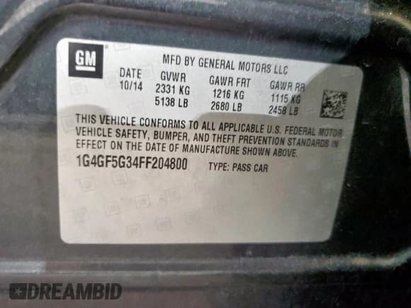 ✅ 2015 Buick LaCrosse Premium II • VIN: 1G4GF5G34FF204800 • Lot: 81479135. Wystawiony na Copart z przebiegiem 95 959 mil. Bezpłatny archiwum sprzedaży aukcyjnych z USA i szczegółowy raport historii pojazdu na DreamBid. Zdjęcie 13.