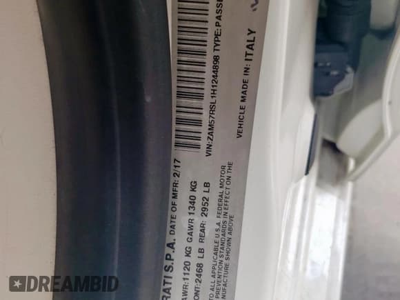 ✅ 2017 Maserati Ghibli S • VIN: ZAM57RSL1H1244898 • Лот: 66829205. Опубликован ранее на Copart с пробегом 117 489 миль. Бесплатный доступ к архиву аукционных продаж из США и подробный отчёт об истории автомобиля на DreamBid. Изображение 12.