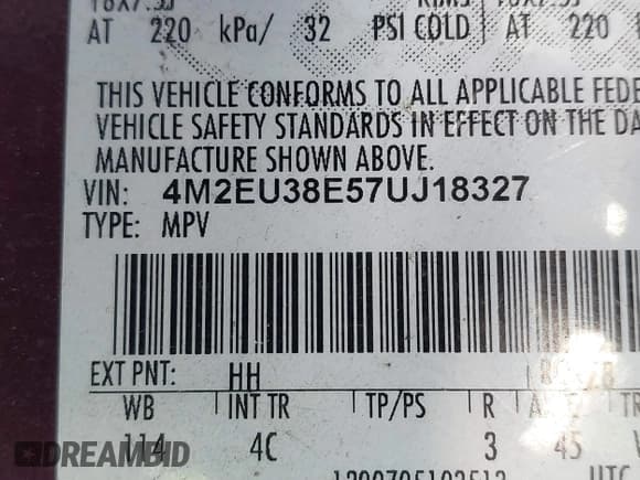 ✅ 2007 Mercury Mountaineer Premier • VIN: 4M2EU38E57UJ18327 • Lot: 41333082. Wystawiony na IAAI z przebiegiem 209 690 mil. Bezpłatny archiwum sprzedaży aukcyjnych z USA i szczegółowy raport historii pojazdu na DreamBid. Zdjęcie 9.