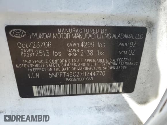 ✅ 2007 Hyundai Sonata GLS • VIN: 5NPET46C27H244770 • Лот: 74556584. Опубликован ранее на Copart с пробегом 214 833 миль. Бесплатный доступ к архиву аукционных продаж из США и подробный отчёт об истории автомобиля на DreamBid. Изображение 12.