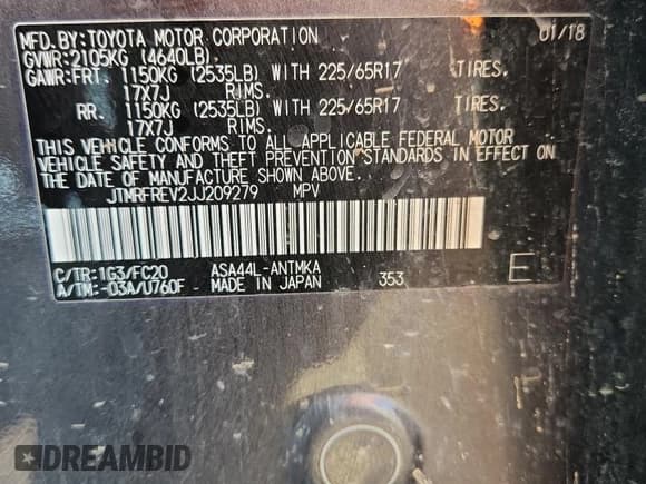 ✅ 2018 Toyota RAV4 XLE • VIN: JTMRFREV2JJ209279 • Lot: 84954225. Wystawiony na Copart z przebiegiem 99 463 mil. Bezpłatny archiwum sprzedaży aukcyjnych z USA i szczegółowy raport historii pojazdu na DreamBid. Zdjęcie 13.