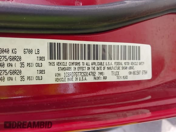 ✅ 2012 Ram 1500 SLT • VIN: 1C6RD7GT7CS314782 • Lot: 42642431. Listed on IAAI with 142,412 mi. Free auction sales archive from the USA and detailed vehicle history report at DreamBid. Image 9.