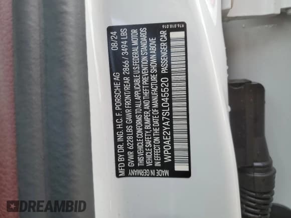 ✅ 2025 Porsche Panamera • VIN: WP0AE2YA7SL045520 • Lot: 81674085. Wystawiony na Copart z przebiegiem 10 696 mil. Bezpłatny archiwum sprzedaży aukcyjnych z USA i szczegółowy raport historii pojazdu na DreamBid. Zdjęcie 13.