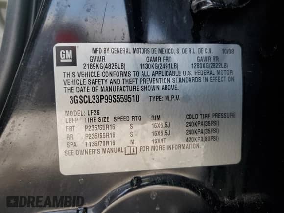 2009 Saturn VUE XE z VIN 3GSCL33P99S559510, wystawiony jako Copart lot #86545004 z przebiegiem 101 894 mil mil oraz Szkoda całkowita • Salvage title. Historia ofert i sprzedaży dostępna na DreamBid. Obrazek 13.