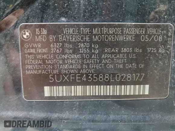 ✅ 2008 BMW X5 3.0si • VIN: 5UXFE43588L028177 • Lot: 95742395. Wystawiony na Copart z przebiegiem 203 293 mil. Bezpłatny archiwum sprzedaży aukcyjnych z USA i szczegółowy raport historii pojazdu na DreamBid. Zdjęcie 13.
