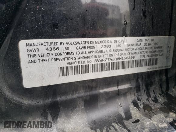 ✅ 2010 Volkswagen Jetta Limited Edition • VIN: 3VWRZ7AJ8AM158398 • Лот: 55479365. Опубликован ранее на Copart с пробегом 137 221 миль. Бесплатный доступ к архиву аукционных продаж из США и подробный отчёт об истории автомобиля на DreamBid. Изображение 12.