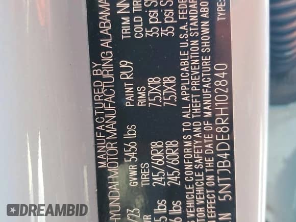 2024 Hyundai Santa Cruz SEL с VIN 5NTJB4DE8RH102840, выставлен на аукционе Copart как лот 85816894 с пробегом 14 403 миль миль и На запчасти • Non repairable. История ставок и продаж доступна на DreamBid. Изображение 13.