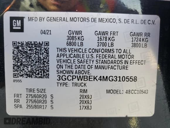 ✅ 2021 Chevrolet Silverado 1500 Custom • VIN: 3GCPWBEK4MG310558 • Lot: 76050984. Wystawiony na Copart z przebiegiem 54 277 mil. Bezpłatny archiwum sprzedaży aukcyjnych z USA i szczegółowy raport historii pojazdu na DreamBid. Zdjęcie 12.