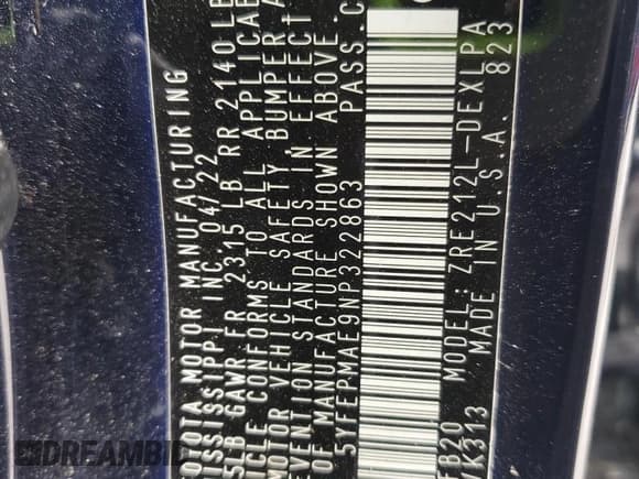 ✅ 2022 Toyota Corolla LE • VIN: 5YFEPMAE9NP322863 • Лот: 63158895. Опубликован ранее на Copart с пробегом 54 267 миль. Бесплатный доступ к архиву аукционных продаж из США и подробный отчёт об истории автомобиля на DreamBid. Изображение 13.