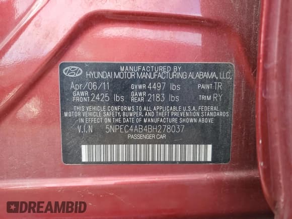 ✅ 2011 Hyundai Sonata SE • VIN: 5NPEC4AB4BH278037 • Lot: 88850915. Wystawiony na Copart z przebiegiem 129 573 mil. Bezpłatny archiwum sprzedaży aukcyjnych z USA i szczegółowy raport historii pojazdu na DreamBid. Zdjęcie 12.